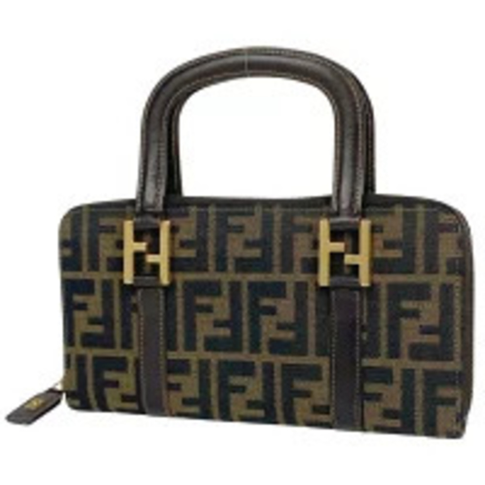 Fendi Zucca Handbag Wallet Canvas Brown
